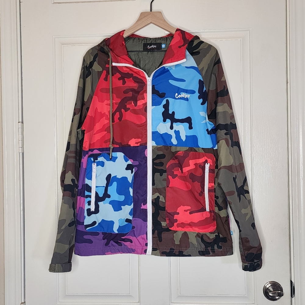 Cookies Sf Battalion Multi Camo Hooded Windbreaker | Medium | EUC!